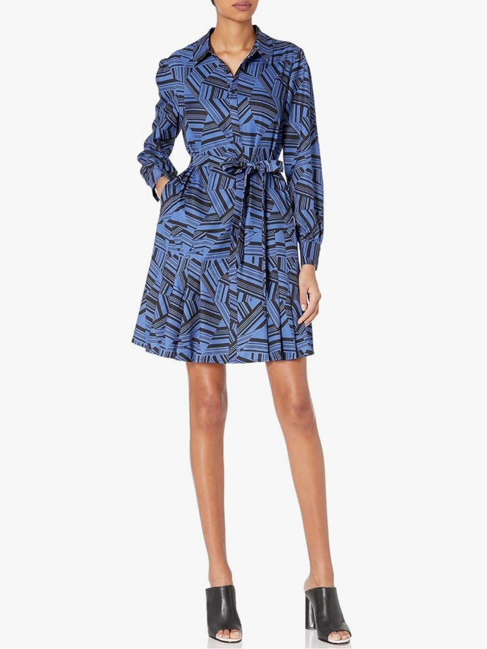 Sam Edelman Womens Abstract Retro Geo Shirt Dress